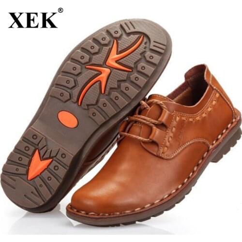 XEK brand New men Shoes men Casual Genuine Leather flats driving shoes business mens shoes casual best quaity ZLL367