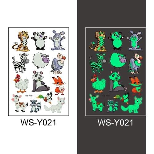 New Childrens waterproof temporary tattoo stickers cute dinosaur unicorn mermaid cartoon luminous tattoo stickers