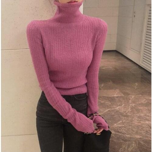 Autumn New Women Long Sleeve Wool Sweater Pullovers Fashion Knitted Turtleneck Sweater Mujer 2021 YOU841