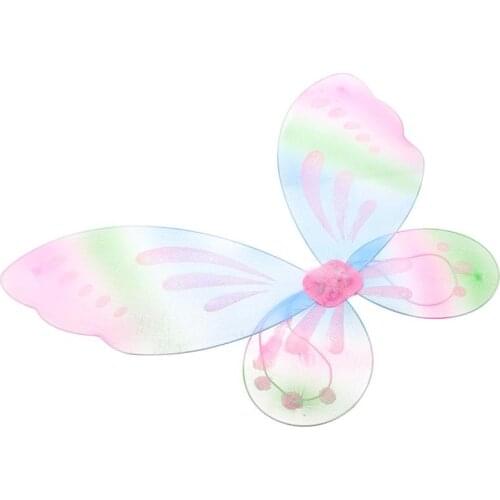 Amosfun Girls Fairy Wing Butterflies Costume Wing Dress Up Wing For Kids Carnival Birthday Party Single Layer Angel Wings (Pink)