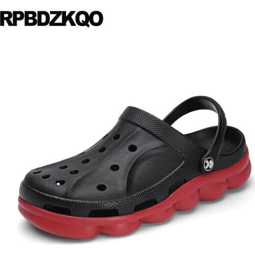 Breathable Closed Toe Slides Mens Sandals 2021 Summer Outdoor Shoes Black Slippers Beach Fashion Size 45 Large Water Waterproof