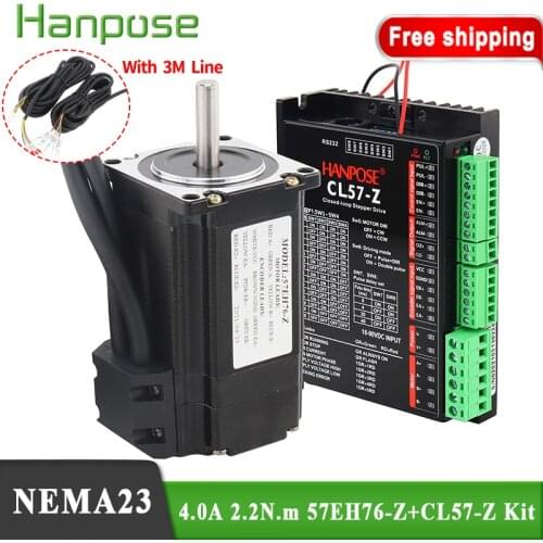 Free Ship Closed Loop Step-servo motor NEMA23 Stepper Motor 4.0A 2.2N.m 57EH76-Z + CL57-Z Driver Double outlet CNC Controlle Kit