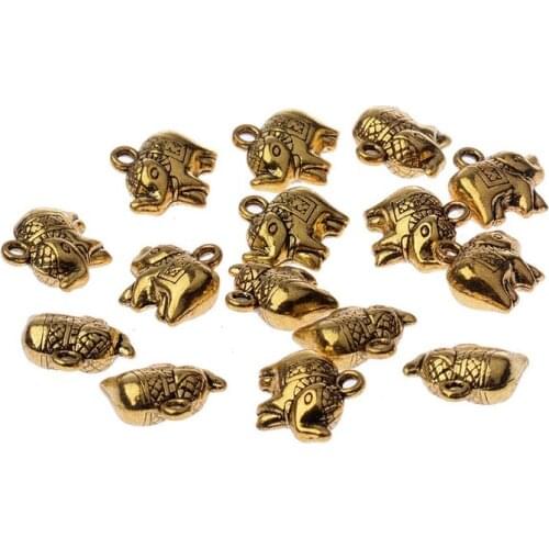 2020 Wholesale 10Pcs Charms for Jewelry DIY Making Beads Antique Sliver Golden Indian Elephant Bead Spacer Beads for Strand