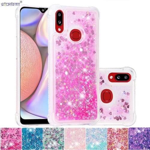 Silicone Bumper Cover for Samsung Galaxy A10s A20s M21 A51 A01 A20 A30 Cute Glitter Dynamic Liquid Quicksand Case SM-A107F/DS
