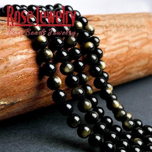 Fctory Price Natural Stone Beads A+ Gold Obsidian Round Loose Beads 4-16 mm Diy Charm Bracelet Accessories For Jewelry Making