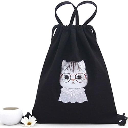 Shoulder Bags For Girls Women Canvas Handbag Baclpacks Drawstring Shoe Storage Bags Schoolbags Travel Shoulder Bags