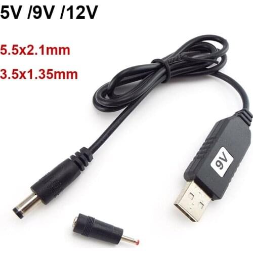 USB 5V to DC 5v 9v 12v 5.5mm 3.5mm USB power boost line Step UP Module Plug connector Converter Adapter Cable 2.1x5.5mm