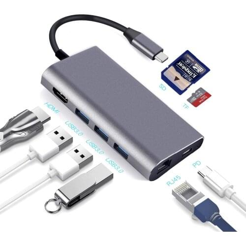 USB C HUB USB-C HUB Type-c to Multi USB 3.0 HDMI-compatible 4k RJ45 Power Adapter Type C HUB HAB Splitter For Macbook Pro Air