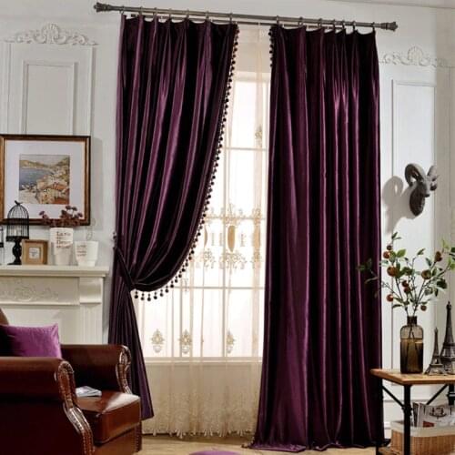 Verahome Luxury European thick purple velvet Curtains for living room bedroom window treatment curtain drapes