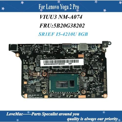 High quality Wholesale FRU:5B20G38202 For Lenovo Yoga 2 Pro System Board VIUU3 NM-A074 SR1EF I5-4210U 8GB RAMs 100% Fully Tested