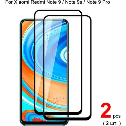 2pcs Full Cover Tempered Glass For Xiaomi Redmi Note 9 / Redmi Note 9 Pro / Redmi Note 9s Screen Protector Protective Glass