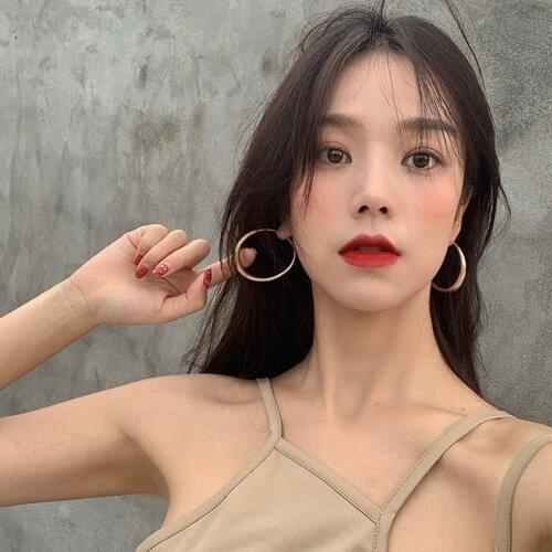 Punk 55mm Diameter Wide Hoop Earrings For Women Stainless Steel Tube Statement Earrings Wholesale Jewelry 2020