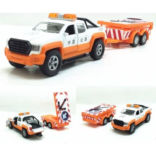 1:32 high simulation pickup truck road towbar car police car alloy car model toys for children gifts