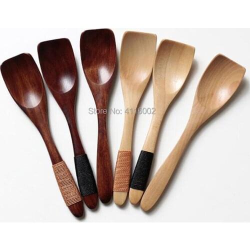 100pcs Japanese-style Shovel Shape Design Wooden Spoon Coffee Ice Cream Soup Teaspoons Kitchen Cooking Utensil QW8106
