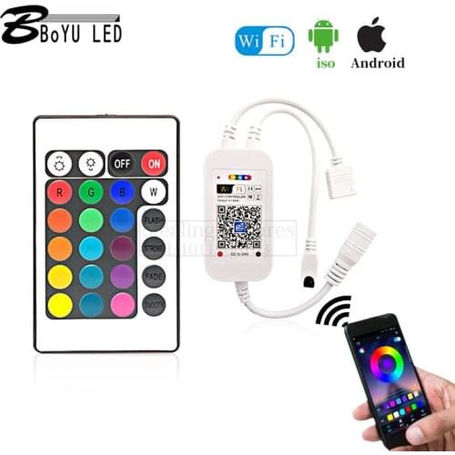 2pcs 24-key WIFI controller RGB colorful controller voice intelligent LED controller 5-24V 24-key WIF flat shell one for one