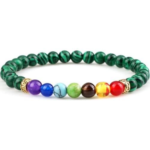 7 Chakra Reiki Beads Bracelet 6mm Natural Tiger Eye Stone Lava Malachite Beads Energy Bracelet&Bangle For Women Men Yoga Jewelry