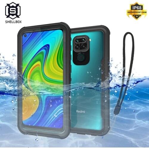 Shellbox Shockproof Waterproof Case for Xiaomi Redmi Note 9 Case 360 Full Protection Outdoor Snowproof Cover for Skiing Fishing