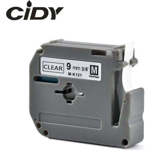 CIDY MK121 MK 121 M-K121 9MM Black on clear label tapes for PT-65 PT-70 PT-80 PT-85 PT-90 PT-M95 PT-100 PT-110 Label Printer