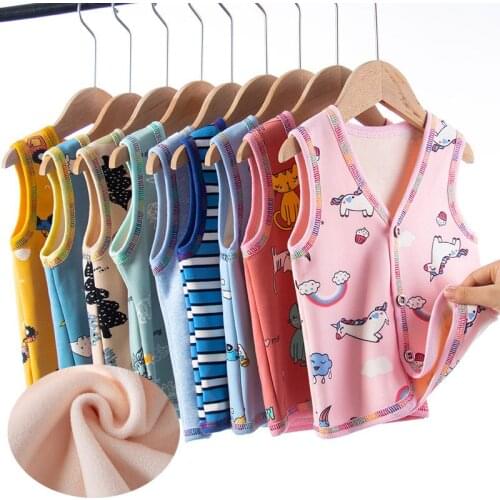 Autumn Winter Children Vests Coats 1-12 Yrs Warm Waistcoats For Boys Girls Cartoon Dinosaur Little Child Vests Unisex Outerwear