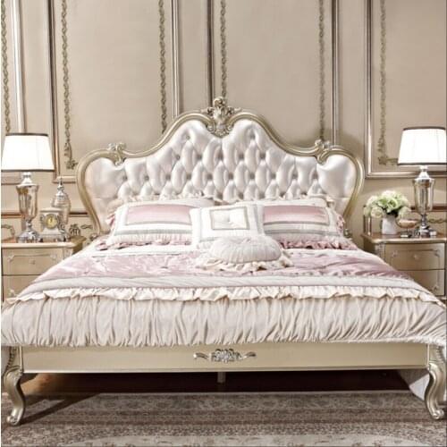 European bed 1.8m high box headboard leather soft bed French princess bed bedroom wedding bed furniture