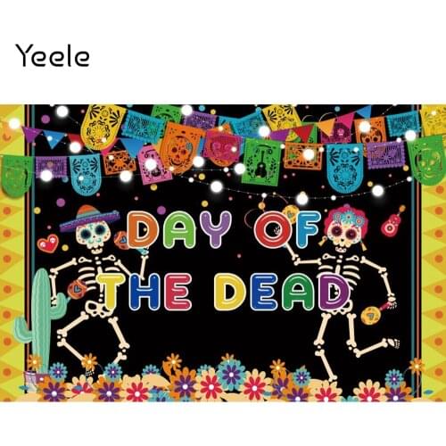 Yeele Day Of The Dead Backdrop Mexican Glitter Skeleton Photography Background Dia De Los Muertos Party Photo Studio Photocall