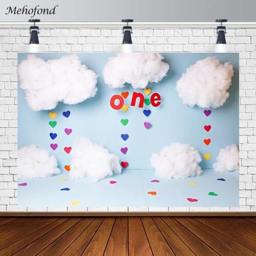 Mehofond 1st Birthday Party Photography Backgrounds Cloud Love Baby Backdrop Child Wallpaper Photo Studio Props Photophone Decor