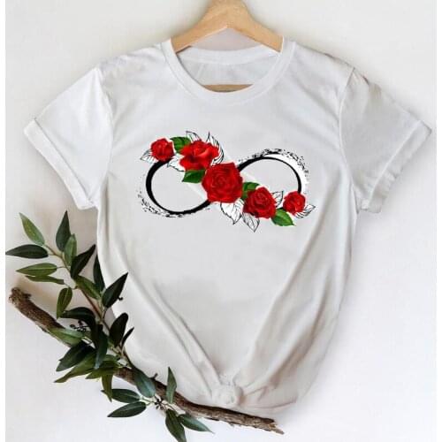T-shirts Women 2021 Floral Flower Elegant Clothing Spring Clothes Printing Graphic Tshirt Top Lady Print Female Tee T-Shirt