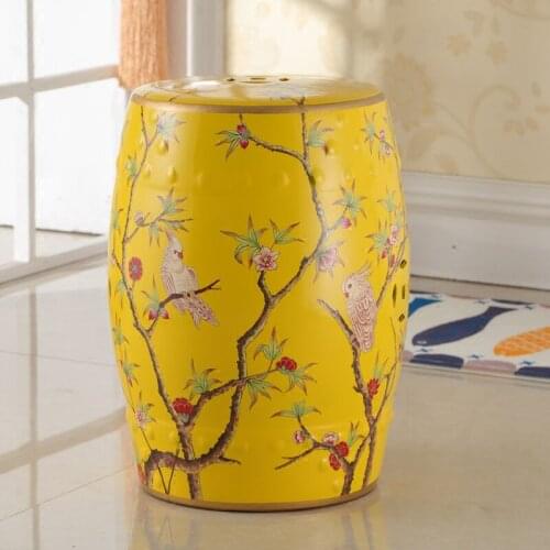 Ceramic Stool New Chinese-style Ceramic Drum Stool Flower-bird Antique Classical Dressing stool