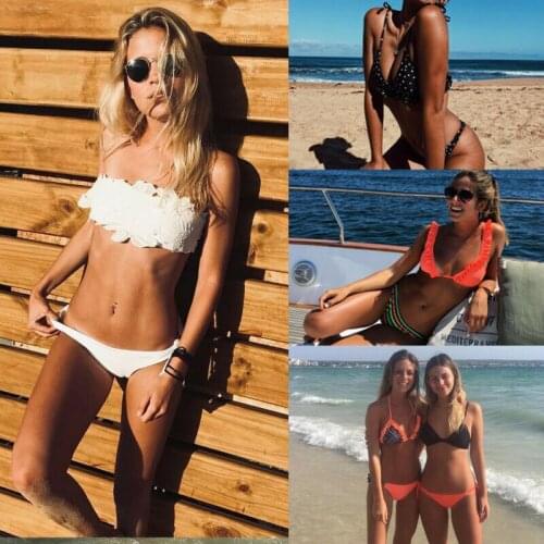 Sweet Dot Bikini Set For 2018 Summer Women Swimwear Sexy Women Bathing Suit Swimsuit Bandage Push Up Paaded Bra Beach Outfit