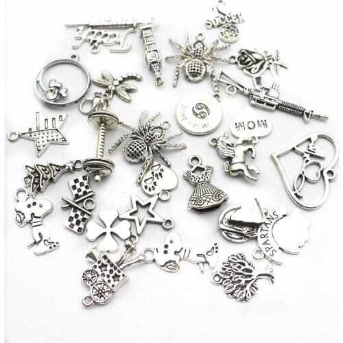 Mix40pcs/lot Alloy dangle charms lobster clasp hanging charm DIY bracelet&pendant floating charms jewelry