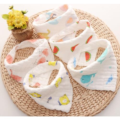 Muslin Baby Bibs Girls Boys Baby Cloth Babador Animal Print Baby Bandana Bibs Bebe Smock Burp Cloths Accessory Infant Baby Stuff
