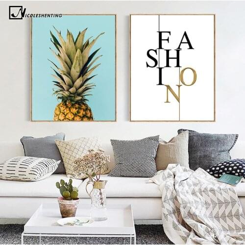 NICOLESHENTING Pineapple Nordic Poster and Prints Minimalist Wall Art Canvas Painting Canvas Picture for Living Room Home Decor