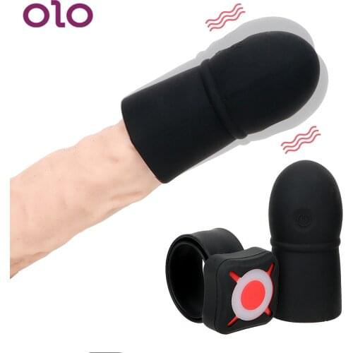 OLO 7 Speed Delay Ejaculation Penis Vibrator Lasting Trainer Penis Head Massage Cock Extender Enlargement Sex Toys for Men