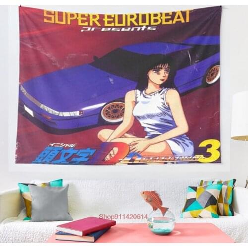 Initial D Mako Super Eurobeat Anime tapestry Blanket Tapestry Bedroom Bedspread Decoration
