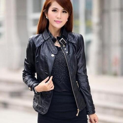 Leather jacket women biker jacket new faux leather jackets women Korean PU leather coat motorcycle jacket