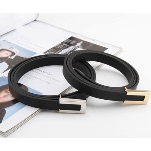 New Fashion Leather Thin Belt For Women Metal Buckle Waist Strap Designer Ladies Trouser Dress Simple Decoration Waistband