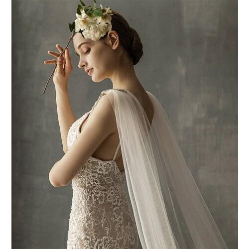 Shawl Bridal Veil Wedding Headdress Double Shoulder Veil Pearl Luxury Bead Crystal 3m Long Chapel Shoulders Accessory