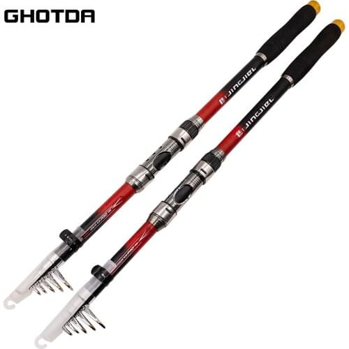 GHOTDA SuperHard Fishing Pole Carbon Fiber Spinning Telescopic Fishing Rods Fish Tackle 2.1/2.4/2.7/3.0/3.6 Meters