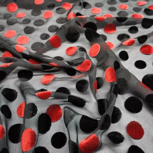 Big Deal Flocked Dress DIY Fabric 140cm Width Burn Out Dots Flower Fabric Wedding Dress Material Fabric