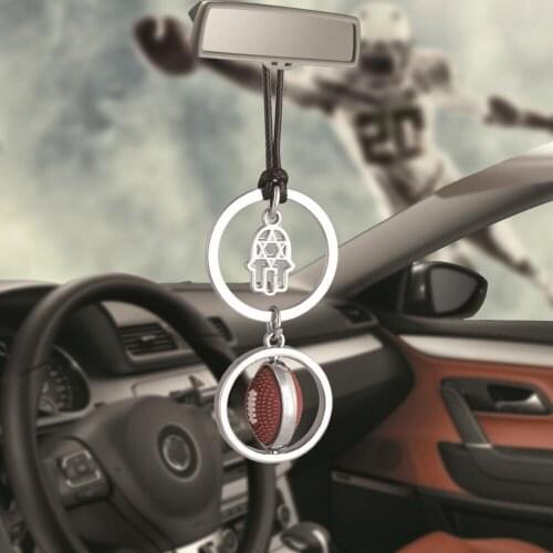 Car Ornaments Love Rugby American football With Hands Pendant Auto Interior Rear View Mirror Decoration Dangle Trim Accessories