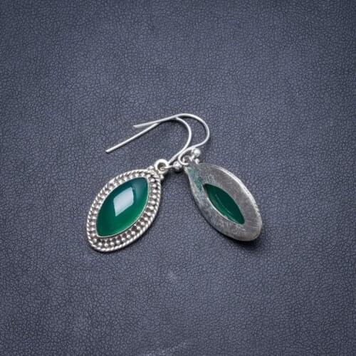 Natural Chrysoprase Handmade Unique 925 Sterling Silver Earrings 1 1/4" Y2162