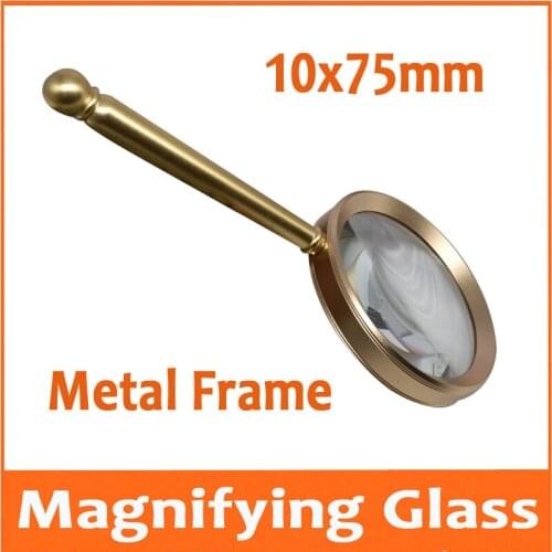 10X Gift Toy Metal Golden Household Dedicated Handheld Office Reading Magnifier Magnifying Glass Loupe with Handle for Old Man