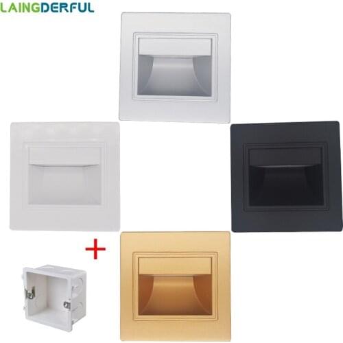 LAINGDERFUL 0.6-2.5W Wall Lamp AC85-265V Led Stair Lighting Special Offer 86 Footlights Mounting Box Cool/warm White