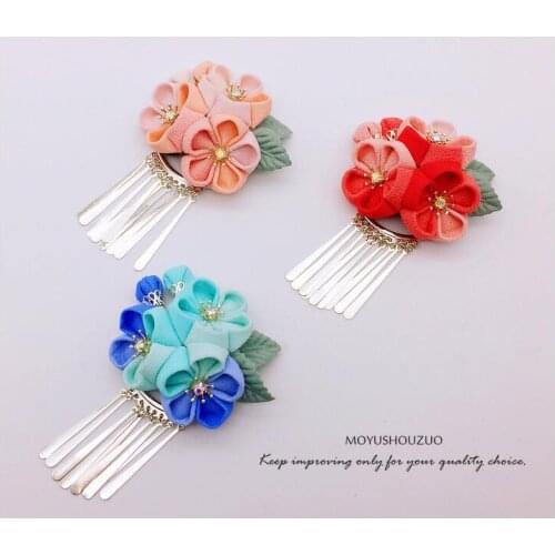 Wholesale Japanese Kimono Hairpin Woman Hair Clip for Cosplay Kimono Hanfu Hand-made Hair Accessories Cute Girl Headdress