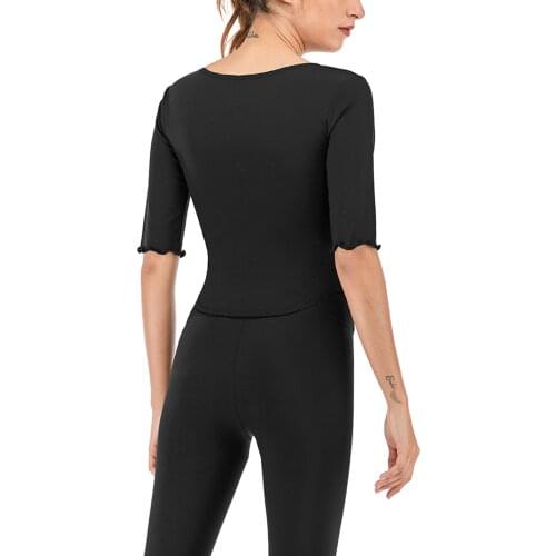 Womens Sports T-shirt Fashion Casual Stretchy Seamless Breathable Slim Fit Yoga Fitness Top Solid Color