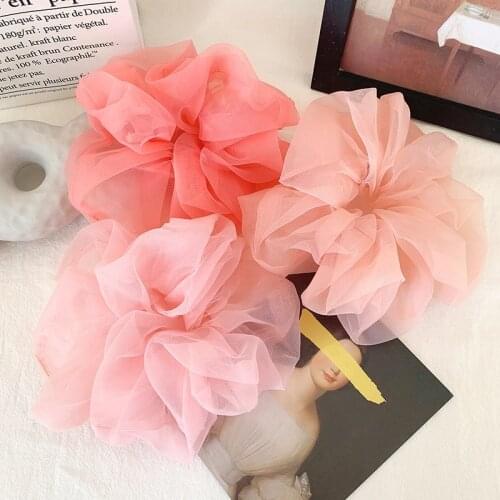 Organza Scrunchies Women SolidColor Hair Tie Big Scrunchie Girl Sweet Hair Rubber Band Scrunchy Ponytail Holder Hair Accessories