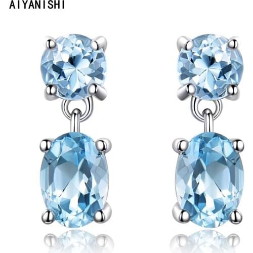 AIYANISHI 925 Sterling Silver Earring Korean Vintage Oval Round Dangle Earrings For Women 2021 Engagement Wedding Drop Earrings