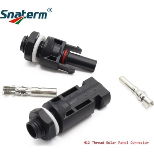 1 Pair M12 thread solar inverter connector pv panel coupler connector LJ0124 High quality IP67 solar connector