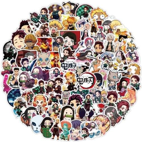 100Pcs Anime Demon Slayer Kimetsu No Yaiba Mugen Ressha Hen Stickers PVC Decals Skateboard Sticker for Laptop Motorcycle Luggage