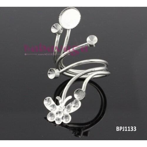 14X11mm Butterfly Rhinestone Cup 9mm Blank Base Adjustable Ring Settings Jewelry Accessories